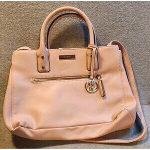Nine West Satchel Handbag Purse Pink Tote Shoulder Bag Faux Leather Medium